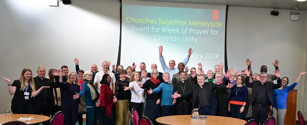 Church leaders from Merseyside line up for an informal photo