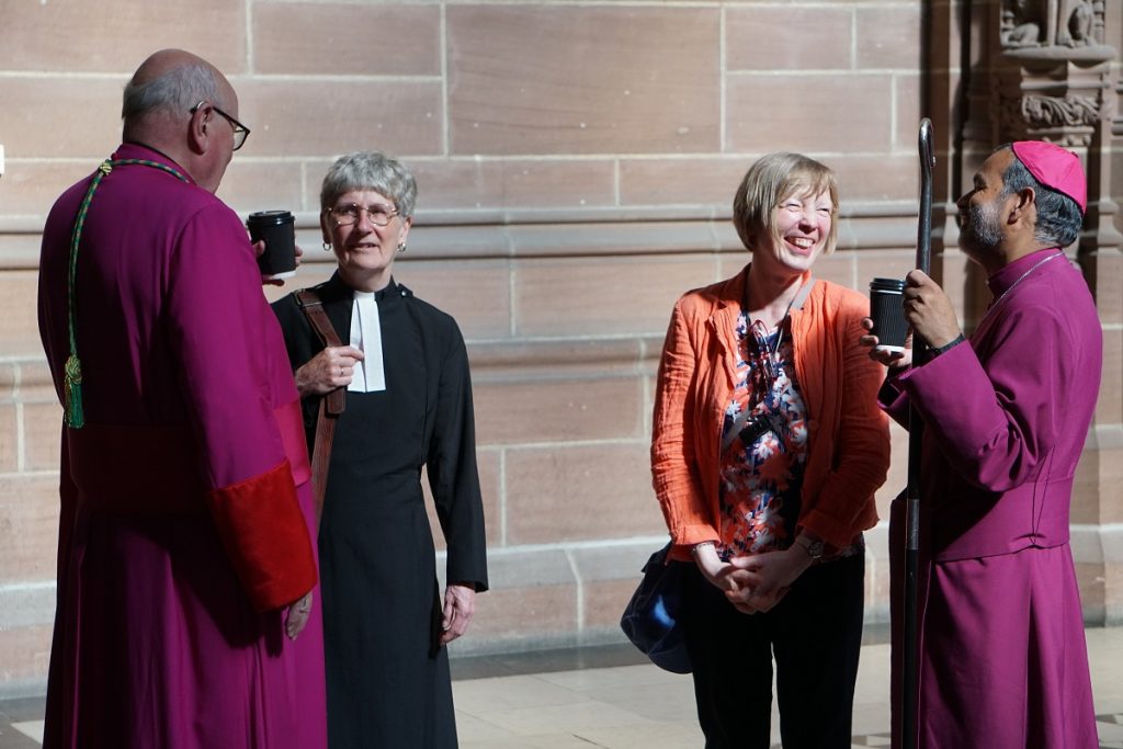 Archbishop Malcolm Macmahon, Rev Dr Sheryl Anderson, Elisabeth Hachmoller and Bishop John Perumbalath